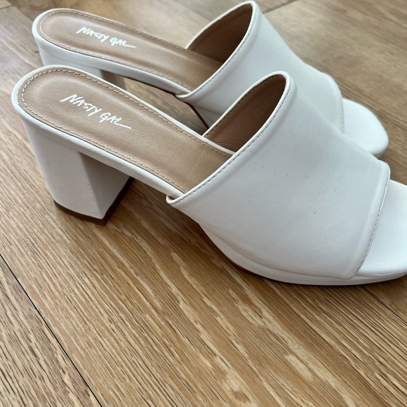Nasty Gal Shoes - Size 9 White Nasty Gal Heels/Mules